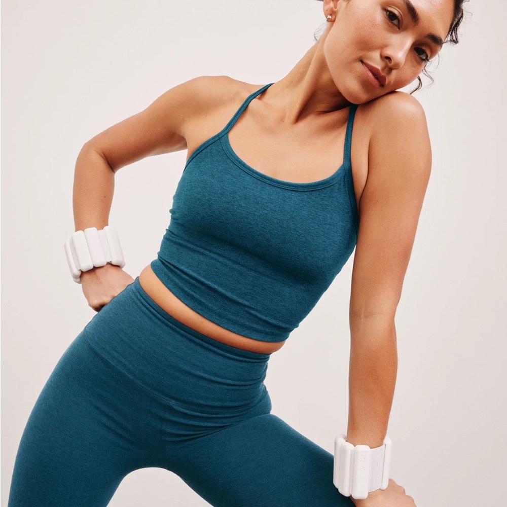 Beyond Yoga Spacedye Slim Racerback Cropped Tank Blue Gem Heather